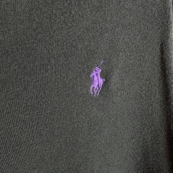 Polo Ralph Lauren Black 100% Pima Cotton V-Neck Lightweight Pullover Sweater XL - Picture 3 of 5